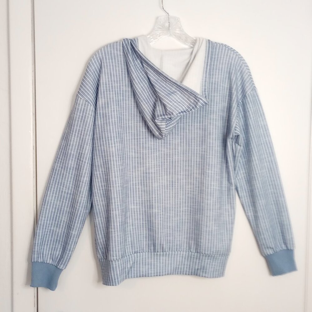 Exclusive Heart Blue & White Striped Beachy Summer Hooded Zip Jacket - Picture 8 of 10